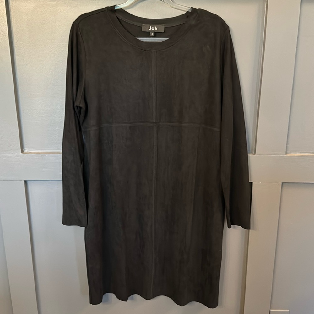 Joh- Aurora Faux Black Suede Dress- Large